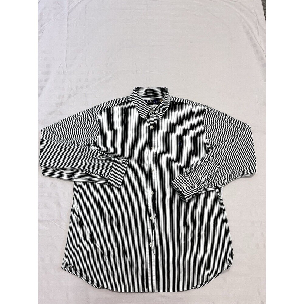 Polo Ralph Lauren Classic Fit Green White Striped Button Down Shirt Size XL